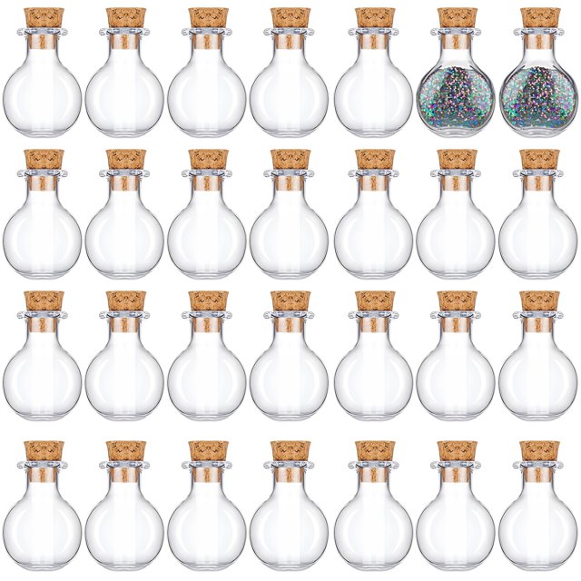 Mini botellas de vidrio con corcho, paquete de 100, colgante de botella de deseos redondo y plano de 1 ml, viales pequeños transparentes para manualidades, adornos de perfume, accesorios de teléfono p