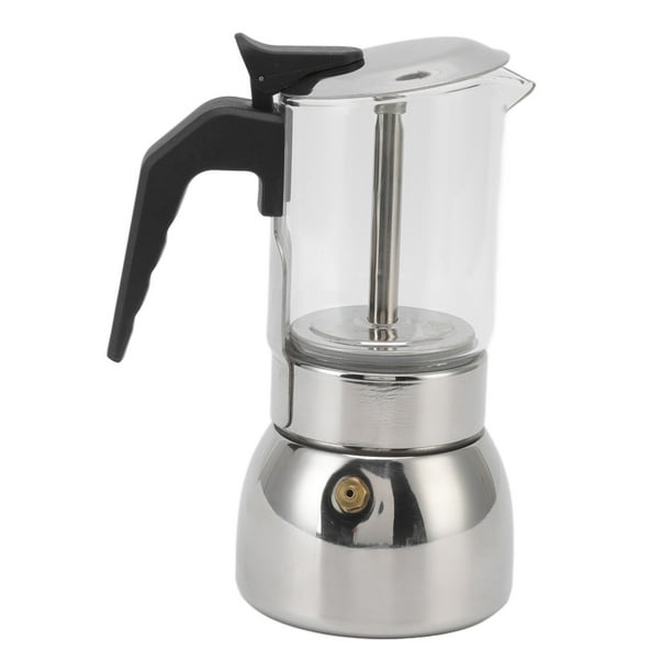Cafetera italiana clásica portátil de acero inoxidable resistente al calor de 200 ml para el hogar y la cafetería.