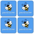 thumbnail image 1 of Vinyl Drink Coasters - Set of 4 - Bee Positive, 1 of 3