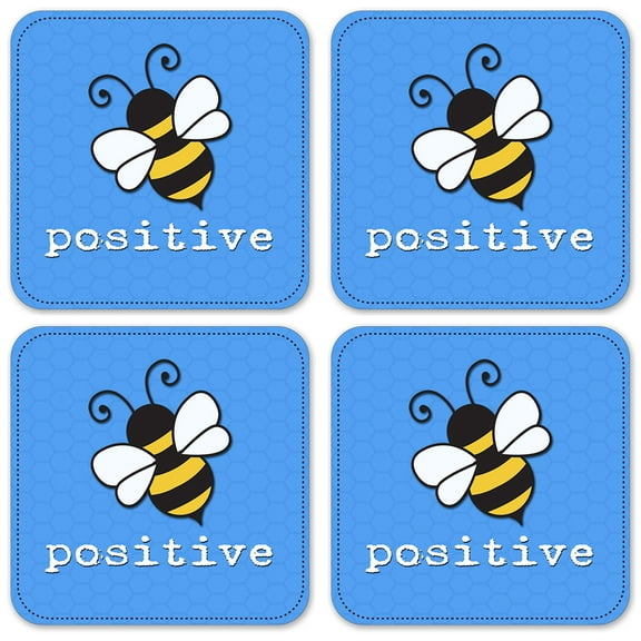 Vinyl Drink Coasters - Set of 4 - Bee Positive