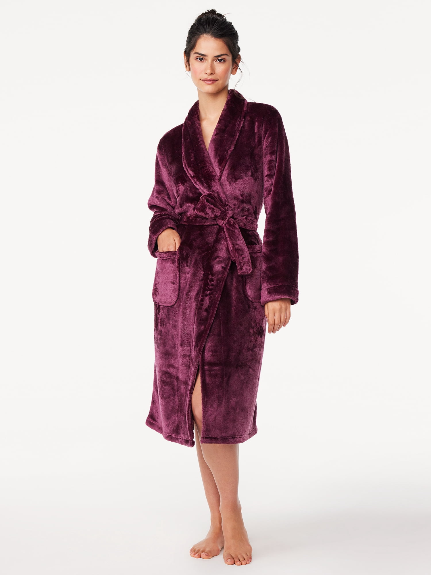Joyspun Women's Plush Sleep Robe, Size S to 3X