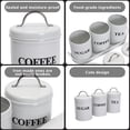 thumbnail image 5 of Pethiy Tea Coffee Sugar Canister Set,Airtight Food Storage Canister,Vintage, Farmhouse Metal Containers with Lids, Coffee, Tea, Sugar Set Canister With Tray for Food Storage,3 Pack,White, 5 of 8