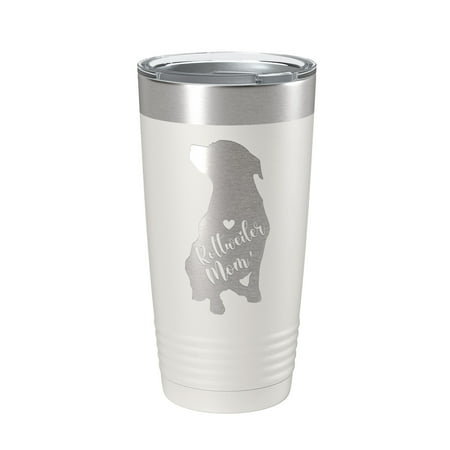

Rottweiler Mom Tumbler Dog Travel Mug Gift Insulated Laser Engraved Coffee Cup Rottie 20 oz White
