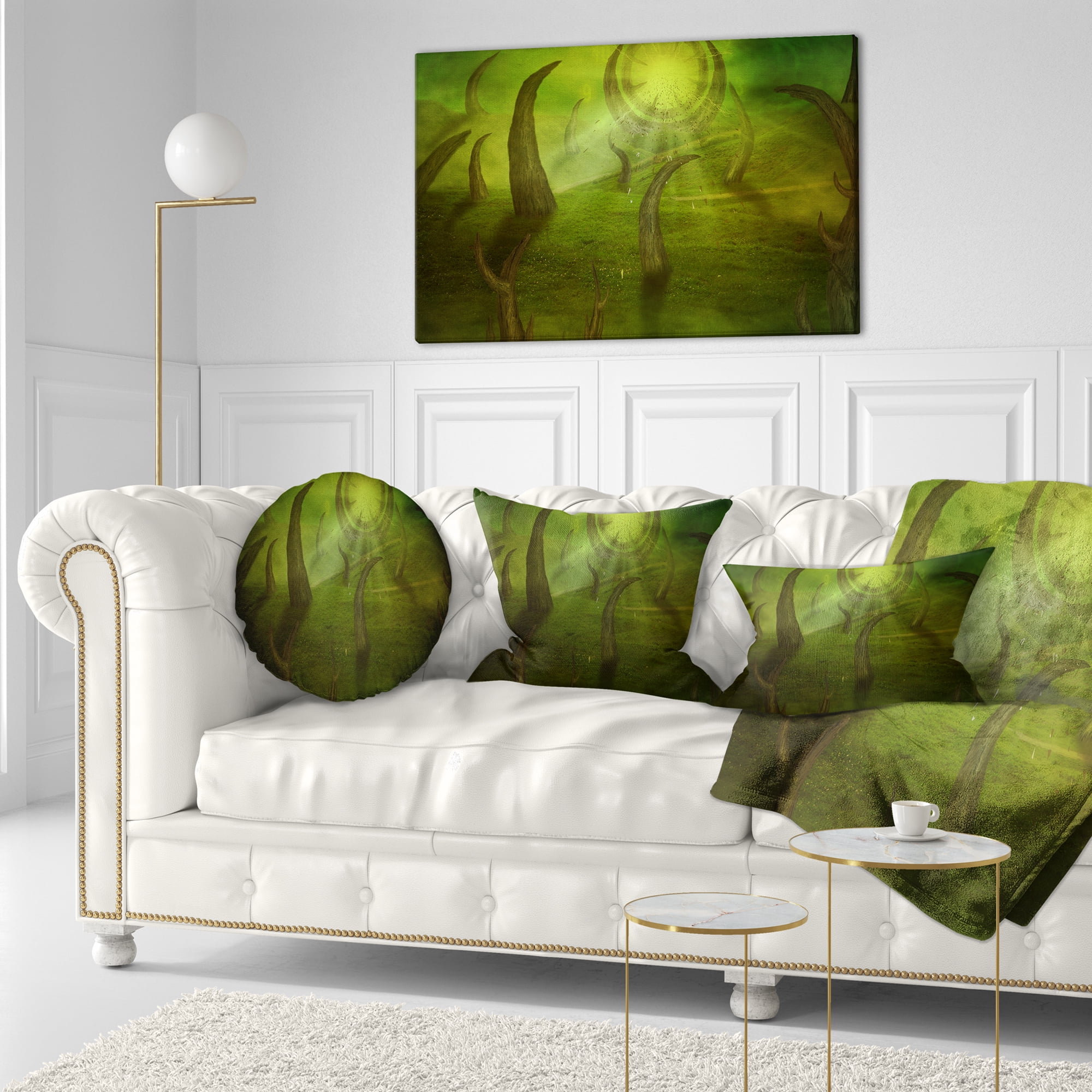 Designart Green Time Travel - Abstract Throw Pillow - 12x20