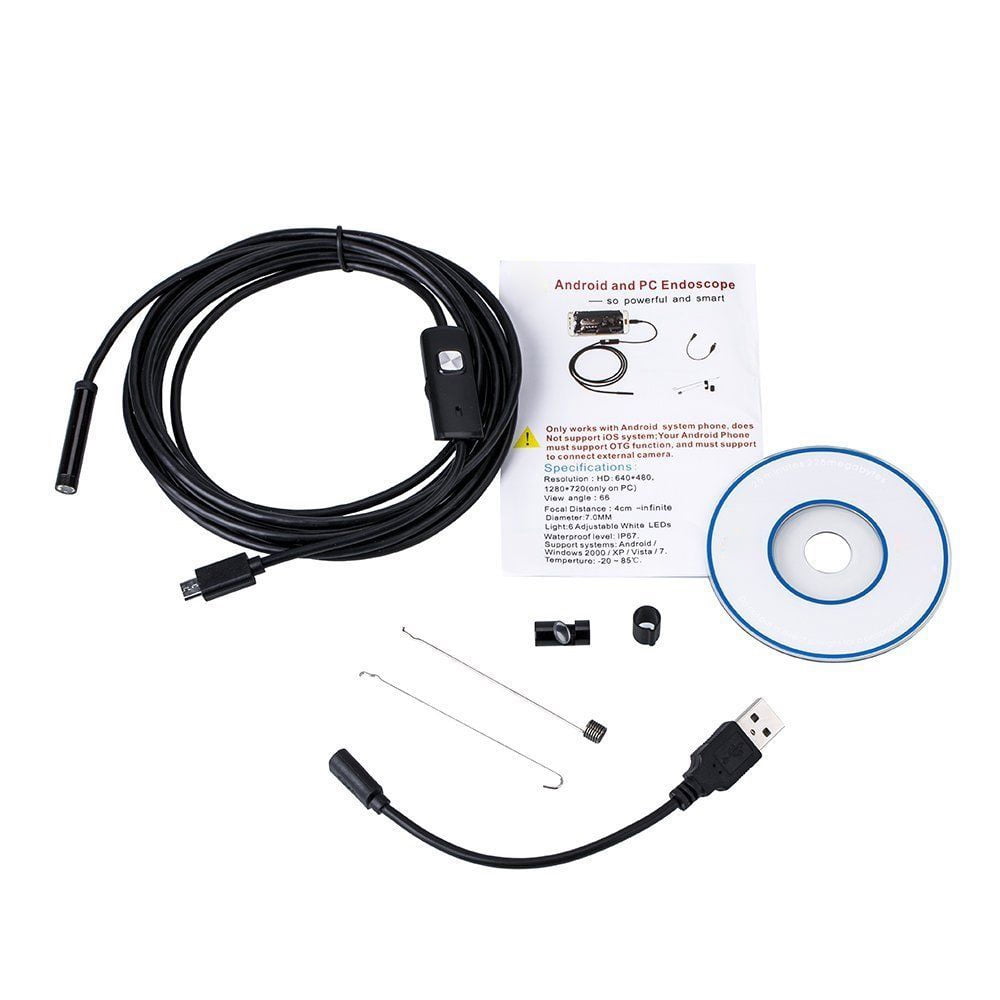 PIPE INSPECTION 5M 7MM CAMERA PLUMBING USB DRAIN ENDOSCOPE SEWER WHITE LED NEW