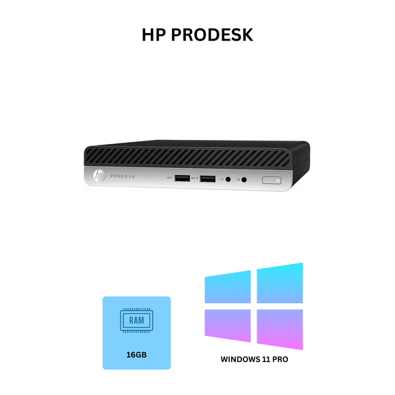 Restored HP ProDesk 400 G4 Micro Desktop Computer Core i5 8th Gen 16GB Ram 240GB SSD Wi-Fi Windows 11 Pro (Refurbished)