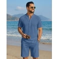 thumbnail image 6 of COOFANDY Mens Matching Shirt and Shorts Resort Wear Cruise Outfits Textured Two Piece Summer Short Set, 6 of 6