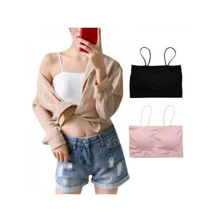 

Topumt Strapless Bra Bandeau Tube Removable Padded Top Stretchy