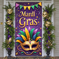 thumbnail image 5 of Gold Mask Mardi Gras Banner Purple Green Feathers Carnival Display Decor Ornate Pattern Masquerade Backdrop for Mardi Gras Party Carnival Celebration Masquerade Ball, 5 of 9