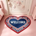 thumbnail image 4 of Eqslft 4th Of July Welcome Doormat Patriotic Red White /Oval/Rectangle Floor Mat Independence Day Decorative Entry Rug For Front Door Porch Memorial Day Patriotic(Heart), 4 of 7