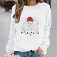 thumbnail image 4 of lulshou Women's Christmas Print Crewneck Sweatshirt Festive Holiday Long Sleeve Pullover Sweater Style Gift for Family, White, XS, 4 of 6