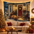 thumbnail image 3 of Snowy Front Porch With Dog And Wreath, Cozy Farmhouse Style for Dog Lovers, Seasonal Wall Art, Christmas Gift Tapestry Wall Hanging for Living Room and Entryway, 3 of 7