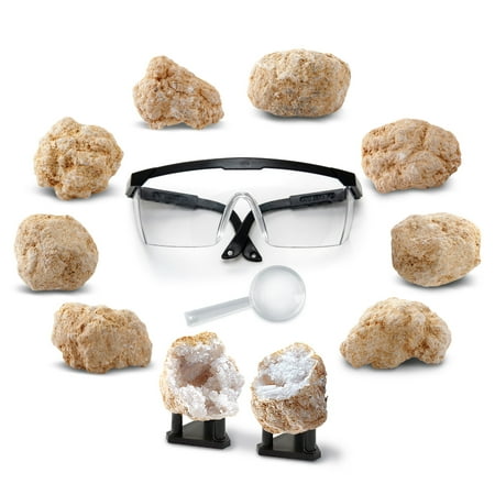 Discovery #Mindblown Geode Crystal Excavation Kit, 14pc Geology STEM Set. Great Gifts for Kids, 6+