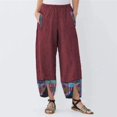 thumbnail image 2 of Pantalones de mezclilla afelpados Gibobby mujer pierna ancha informales irregulares con cintura elástica Estampado suelto rojo XL, 2 of 5