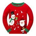 thumbnail image 2 of Kids Christmas Pajamas 100% Cotton Long Sleeve Toddler Snowman Xmas Pjs Childrens Christmas Jammies Clothes 8T, 2 of 7