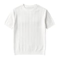 thumbnail image 3 of Hearthz Shirts for Men Short Sleeve Rib Knit Crew Neck Shirts for Men Summer Fall Textured Knit Streetwear Mens Athletic Shirts White XXXL, 3 of 6