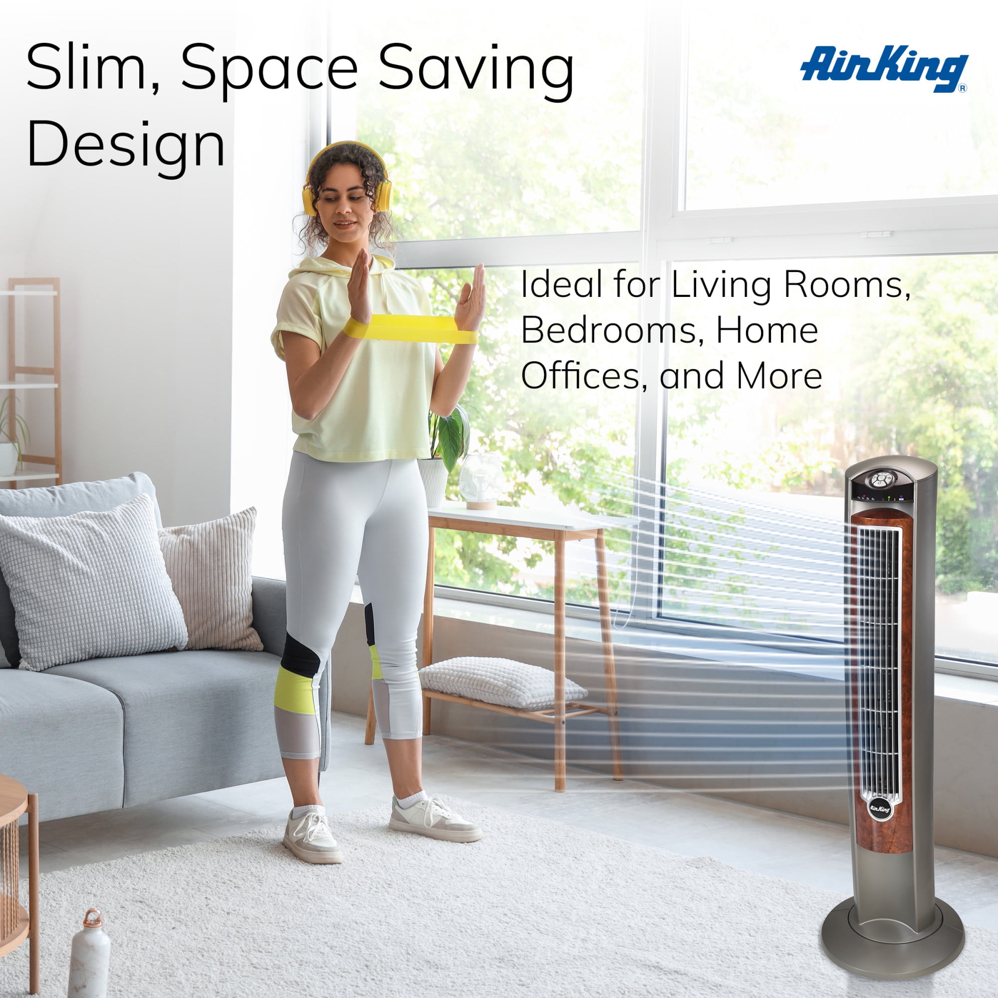 Air King Wind Curve 42" 3 Speed Fresh Air Ionizer Tower Fan with Remote Control, 9554
