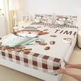 thumbnail image 3 of Homewish Kawaii Coffee Gnome Queen Sheet Sets for Kids, Vintage Brown Plaid Buffalo Flat Sheet, Happy Holiday Queen Fitted Sheet, Ultra Soft Bedroom Decor, 4 Pieces, 3 of 7