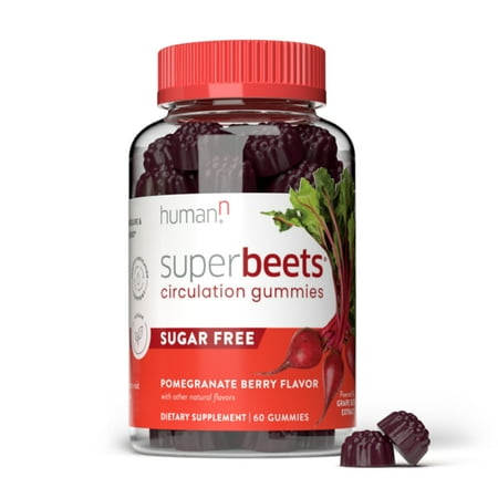 HumanN SuperBeets Sugar-Free Nitric Oxide Circulation Gummies - Daily Blood...