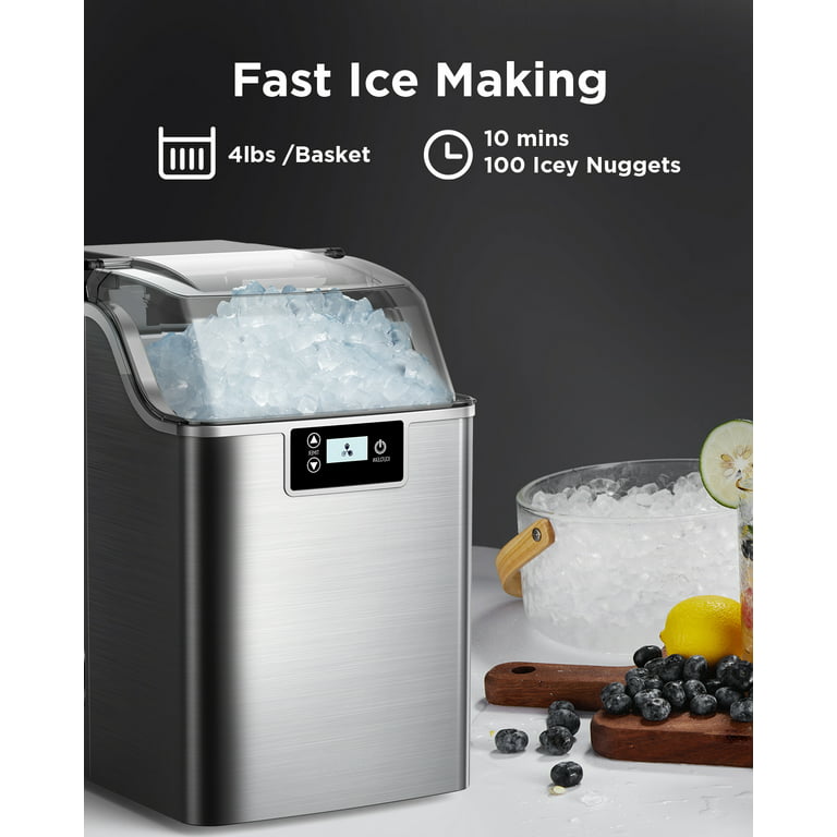Silonn Countertop Nugget Ice Maker, Pebble Ice Maker Machine, 44lbs of Ice  Per Day, Automatic Timer & Self-Cleaning, Pellet Ice Maker for Home Office