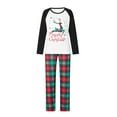 thumbnail image 2 of pengnight Christmas Family Pajamas Matching Set, Long Sleeve Deer Letters Print T-shirt with Plaid Pants Sleepwear Loungewear, 2 of 10