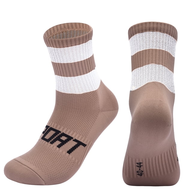 Cotton Reflective Cycling Socks High-Visibility Breathable Athletic Socks Bike Riding Running Socks for Men and Women Brown