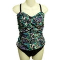 thumbnail image 2 of Aqua Couture Womens Black & Green Paisley Blouson Ruched Swimming Swim Suit Size 12, 2 of 2