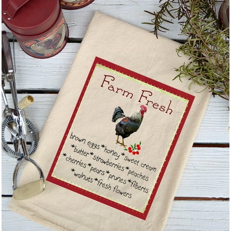 Chix Food Service Towels - Farmhouse Natural Flour Sack Farm Fresh Food List Country Kitchen Towel