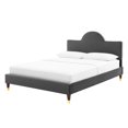 thumbnail image 1 of Platform Bed Frame, Queen Size, Charcoal Grey Gray, Velvet, Modern Contemporary, Bedroom Master Guest Suite Room, 1 of 10