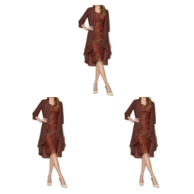 stanreset 1/2/3 Sequin Dress Two-Piece Cardigan Lace Attractive Set Beach Prom Washable Elasticity Softness Multicolored Solid Color Wine/S 3PCS