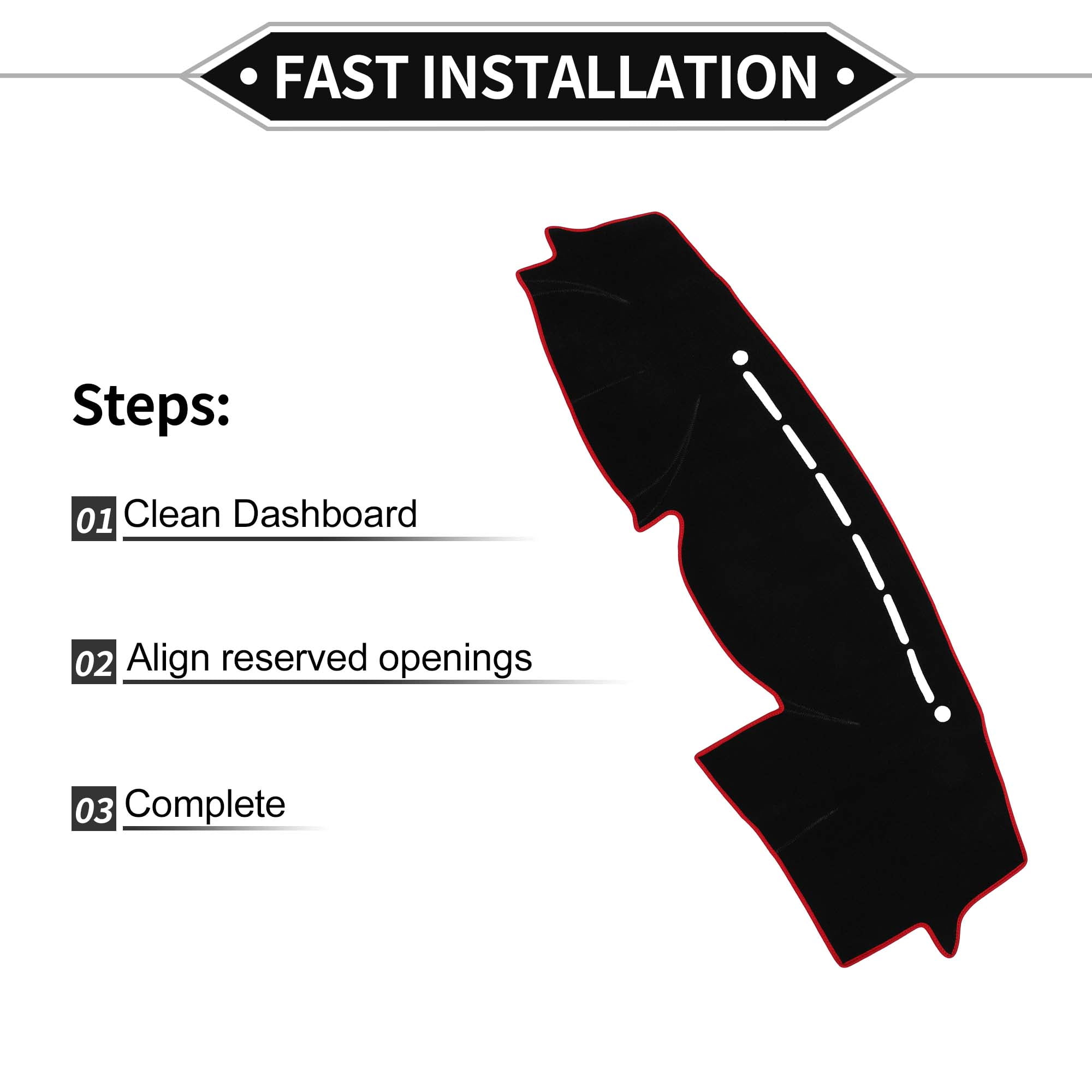 Unique Bargains Dashboard Covers for Hyundai VeraCruz 2007-2012 Non-Slip Dash Cover Mat Polyester Black, Red Front