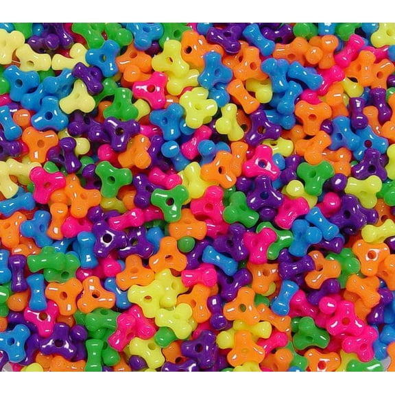 JOLLY STORE Crafts 11mm Tri Beads Multi Neon Colors Made in USA