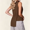 thumbnail image 4 of Ashirexll Summer Tops for Women Women Round Neck Sleeveless Waist Asymmetrical Hem Solid Color Casual Blouse Top, 4 of 7