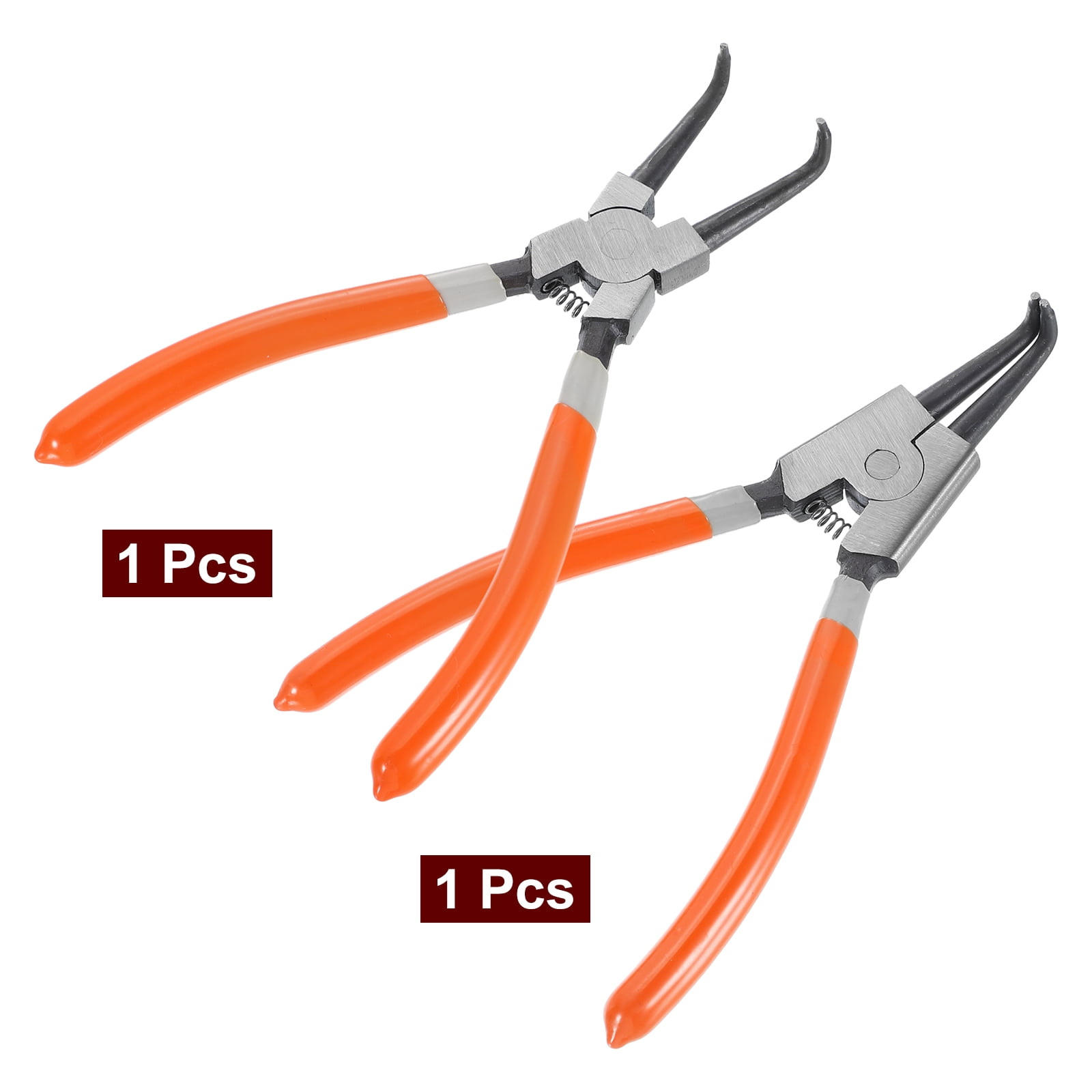 2pcs Snap Ring Plier Set 7" External Circlip Pliers with 0.08" Straight/Bent Jaw Tip for Ring Remove Retaining Pliers