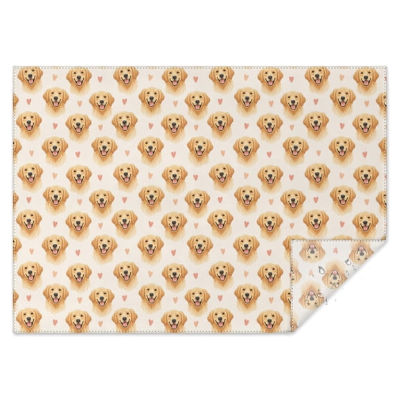 Golden Retriever Heart Pink Beige Pattern Rectangular Tablecloth 60x84 Inch, Waterproof Stain Resistant Decorative Table Cover for Dining, Party & Wedding