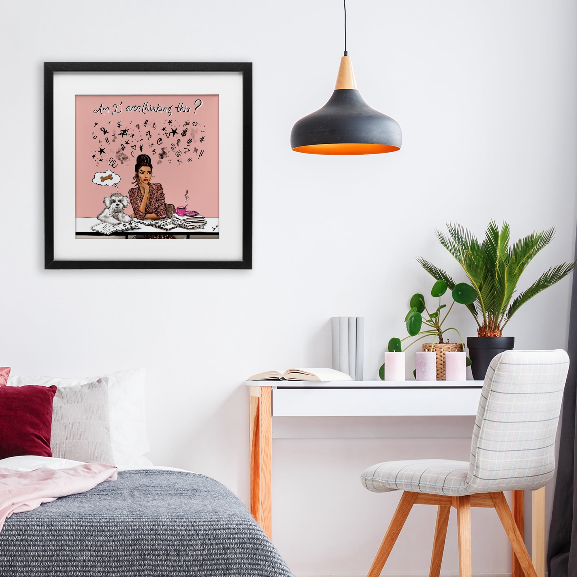 Stupell Industries Overthinking Reflection with Puppy Black Framed Print Under Glass, design by Tara Boone