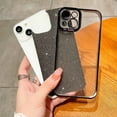 thumbnail image 3 of Compatible for iPhone 14 Luxury Glitter Plating Clear Case, Cute Bling Sparkly Shiny Case for Women Girls Soft TPU Shockproof Camera Protective Back Cover Electroplated Case - Black, 3 of 11