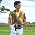 thumbnail image 3 of Pofeuu Golden Winged White Horse Print Men's Loose Fit Midweight Short-Sleeve Pocket Polo-Small, 3 of 6