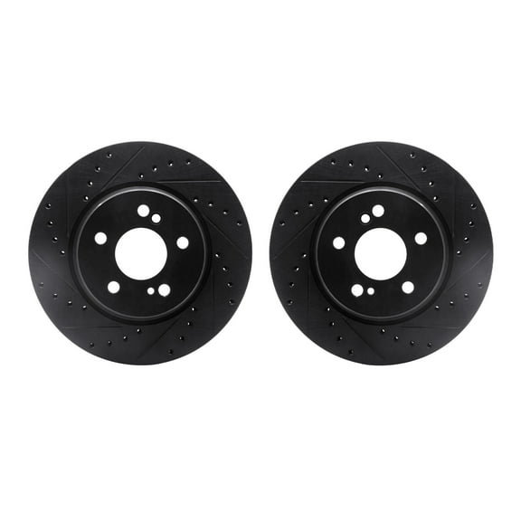 Dynamic Friction Company Rear Brake Rotors-Drilled and Slotted-Black 8002-63094