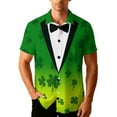 thumbnail image 2 of St Patrick's Day Shirts for Men Oversized Clovers Irish Shamrocks Printed Button Down Lapel Short Sleeve T Shirt Summer Casual Vacation Hawaiian Beach Blouse Top, 2 of 9