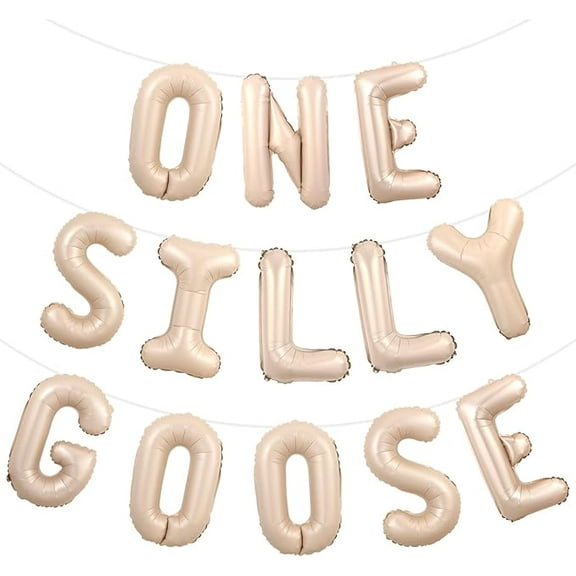 Goose 1st Birthday Party Decor One Silly Goose Birthday Decor One Silly Geese Balloon Banner Our Little Geese is Turning One Farm Animal Themed Party Decor for Boy Girl Beige Funny 1st Bday
