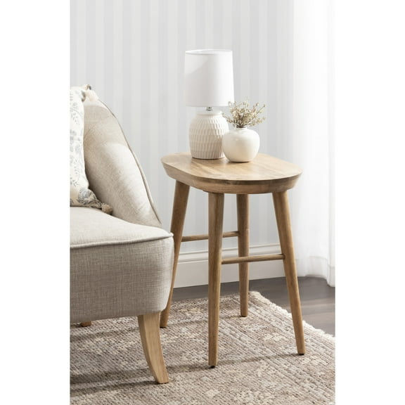 Kate and Laurel Conan Modern Oval Mango Wood Side Table, 22 x 14 x 22, Natural Wood, Mid-Century Capsule End Table with Tapered Dowel Legs for Use as Bedroom Nightstand or Indoor Plant Stand