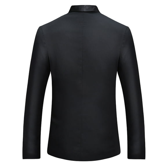 IROINNID Men's Long Sleeve V-Neck Blazer Turndown Lapel Hip-Length Button Jacket Solid Color Comfy Slim Single-row One-button Contrasting Color Fashion Suit Coat