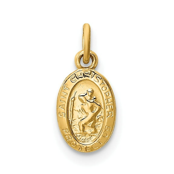 14k Yellow Gold Saint Christopher Medal Charm Pendant