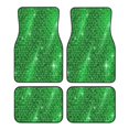thumbnail image 1 of Lsque Tapis de Sol 4 Pcs à Paillettes Vertes Brillantes, Doublures en Caoutchouc Résistantes, Design Antidérapant, Protection Automobile Toutes Saisons, Véhicules, Voitures, Camions et SUV, 1 of 7