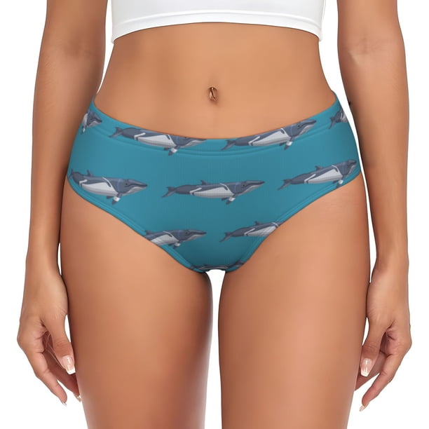 Fotbe Cartoon Whale Calzones Estampados para Mujer – Ropa Interior de Algodón, Cómoda, Suave y Elástica-Small