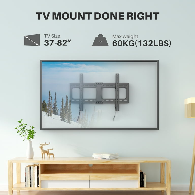 USX MOUNT Large Tilting TV Wall Mount for 37-82" Flat Screen TVs, Max VESA 600x400mm Hold up to 132LBS, 24" Wood Stud