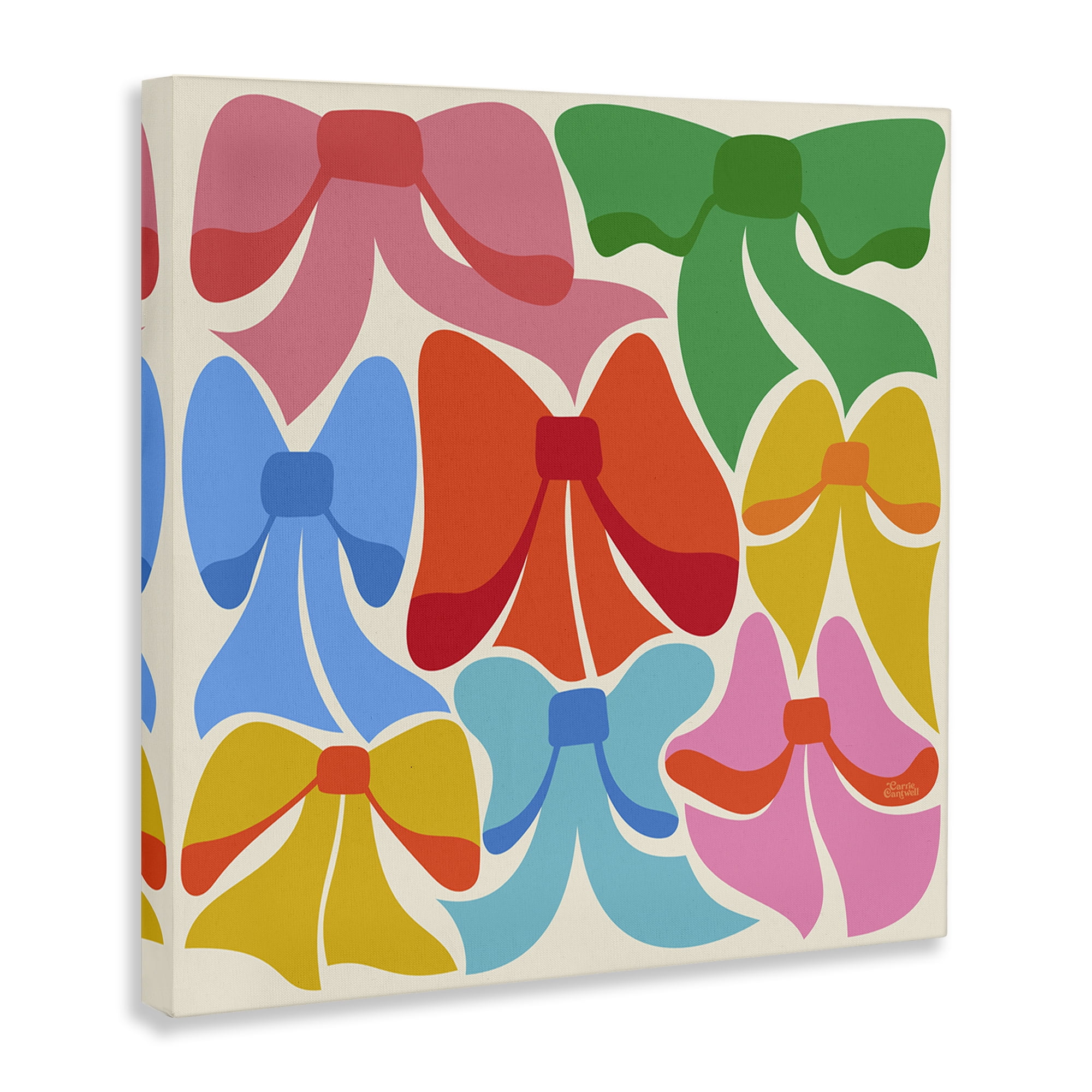 Stupell Industries Rainbow Bows Ribbon Shapes Fashion Painting Wrapped Canvas Art Print Wall Art, 24 x 24
