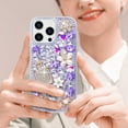 thumbnail image 6 of Compatible with iPhone 15 Pro Max Bling Case for Women and Girls Cute Luxury 3D Glitter Diamond Crystal Rhinestone Sparkle Shiny Gemstone Perfume Bottle and Flower Cover Soft TPU Bumper, Purple, 6 of 12