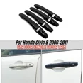 thumbnail image 2 of Embellecedor de manija de puerta de coche cromado para Honda Civic 8 2006 2007 2008 2009 2010, accesorios de exterior de fibra de carbono, 2 of 5